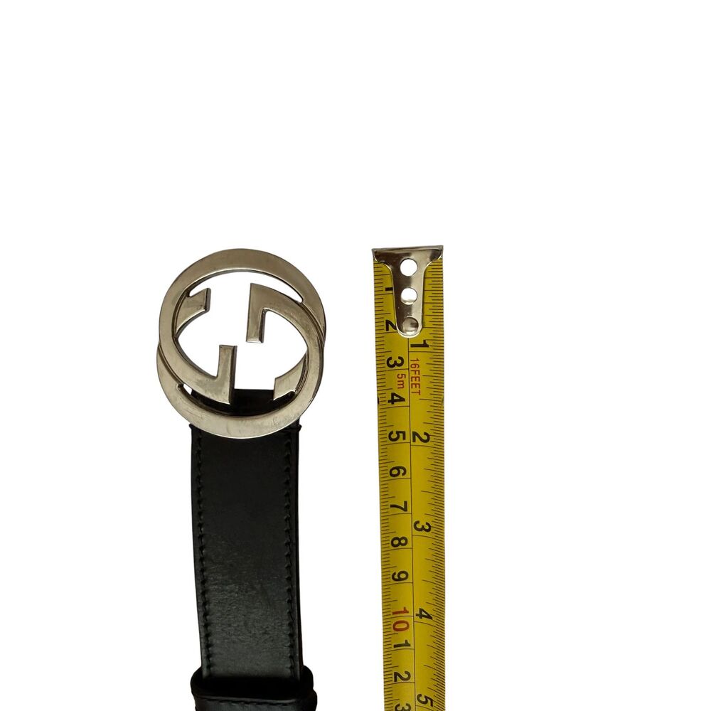 Gucci GG interlocking black leather belt unisex size 80/32 authentic with COA - Picture 3 of 6